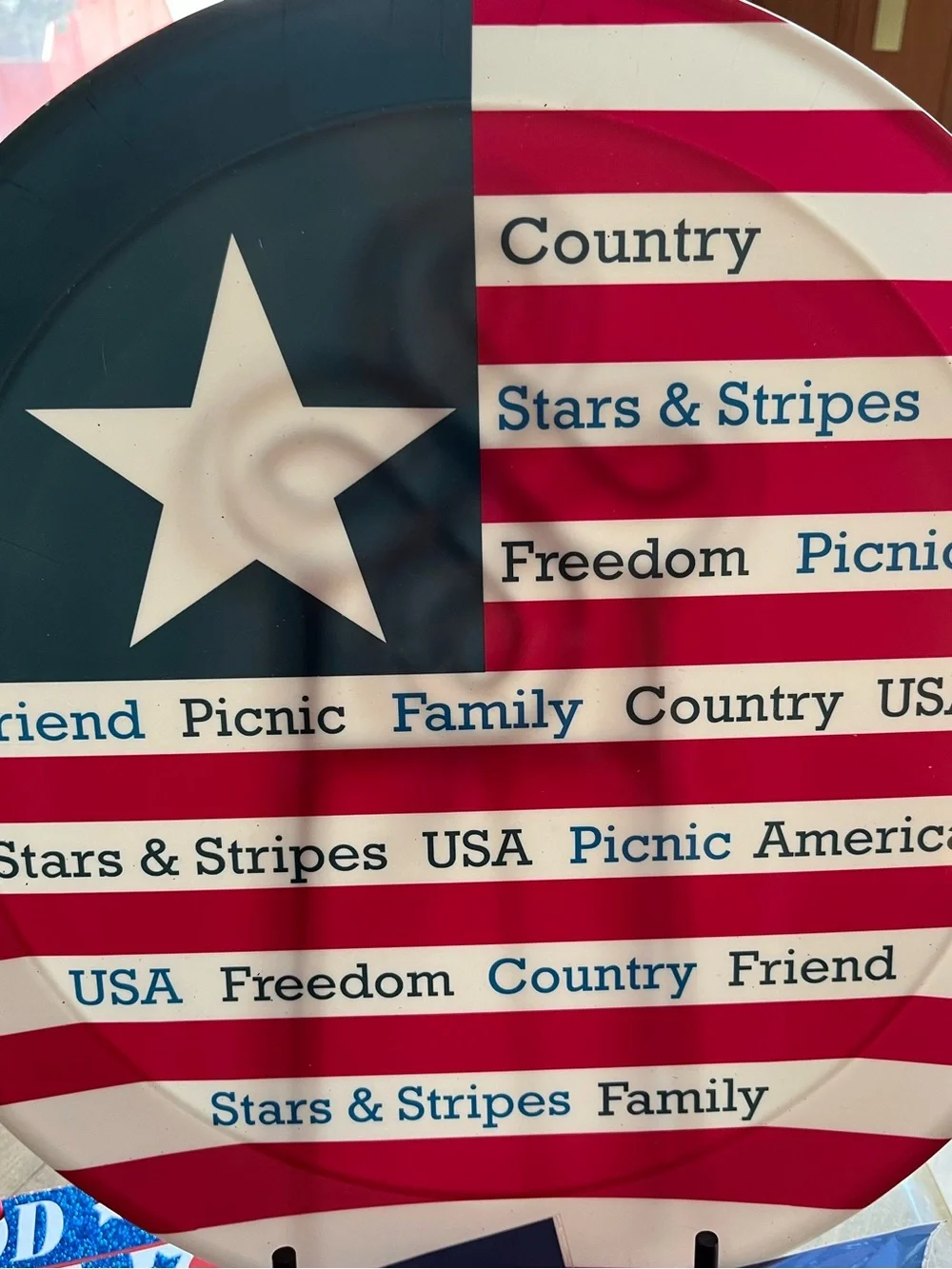 Patriotic Stars & Stripes Party Plate and Decorations - Red, White & Blue